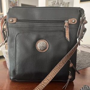 Bueno | Black Mixed Media Crossbody Bag